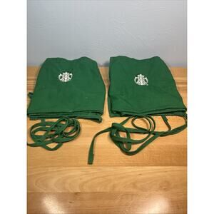 2 Aprons Starbucks Branded Coffee Barista Uniform Employee Green Pockets
